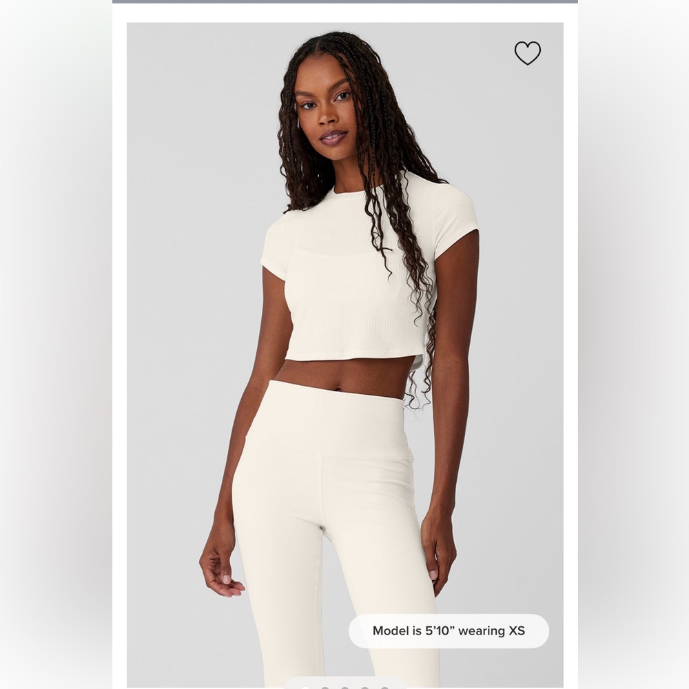 Alo cropped ribbed white tee